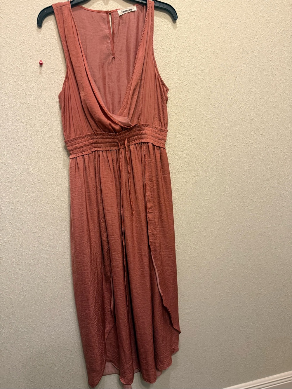 Sleeveless Draped Maxi Dress in Dusty Coral